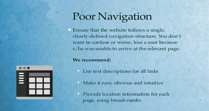 poor navigation